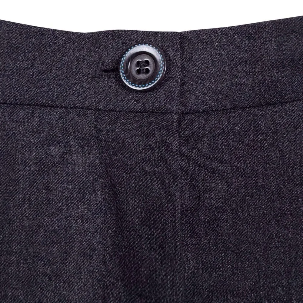 Vintage Louis Feraud Gray Wool High Rise Pleated Wide Leg Pants Size 12